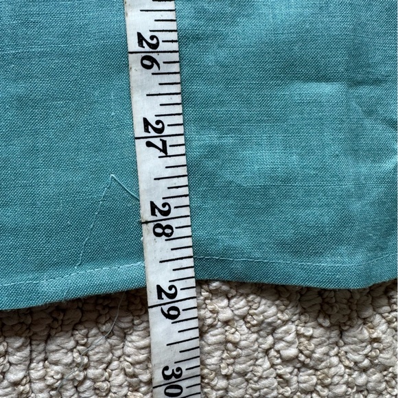 Jordan Vintage Blue Green Teal Linen Button-Down Oversized Shirt Top - Picture 10 of 12